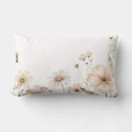 Cojín Lumbar Soft Wildflower Border Watercolor Background