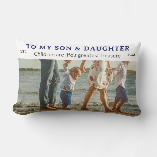 Cojín Lumbar Son & Daughter Personalized Throw Pillow Gift (Anverso)