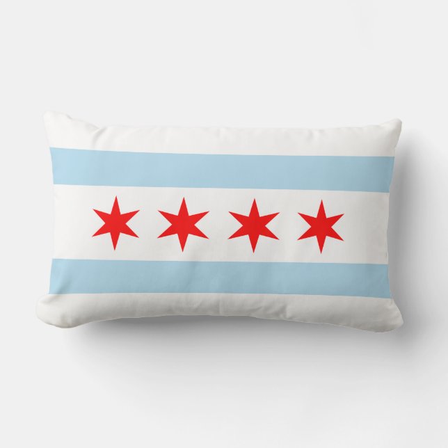 Cojín Lumbar Souvenir de la Bandera de Chicago (Anverso)