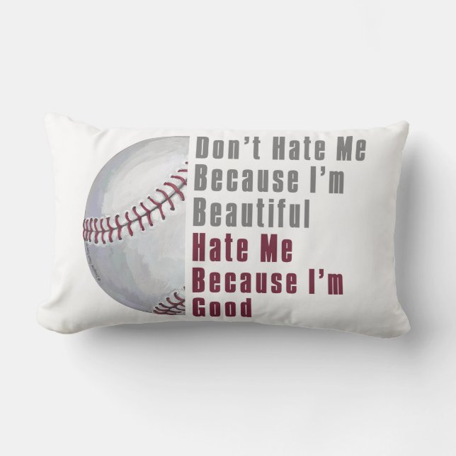 Cojín Lumbar Soy Hermoso. Soy Buen Béisbol. (Anverso)