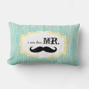 Cojín Lumbar Soy su Sr. Aqua y Lime Mustache Pillow