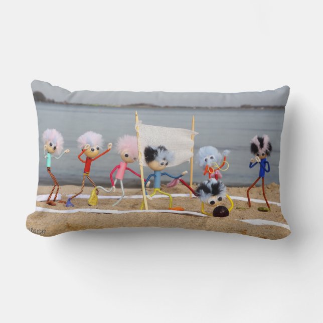 Cojín Lumbar Sportieve Fubby poppetjes die op het strand spelen (Anverso)