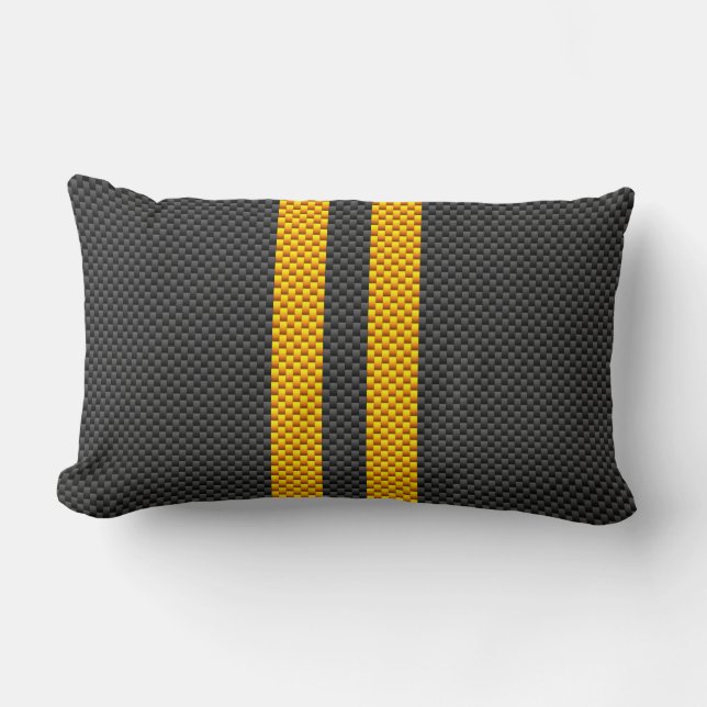 Cojín Lumbar Sporty Yellow Carreras Stripes Carbon Fiber Style (Anverso)