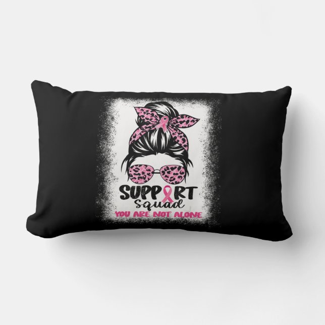 Cojín Lumbar Squad Messy Bun Guerrero Rosa Cáncer de Mama (Anverso)
