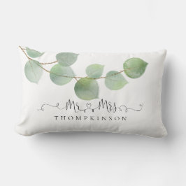 Cojín Lumbar Sr. Name Artsy Script Green Eucalyptus