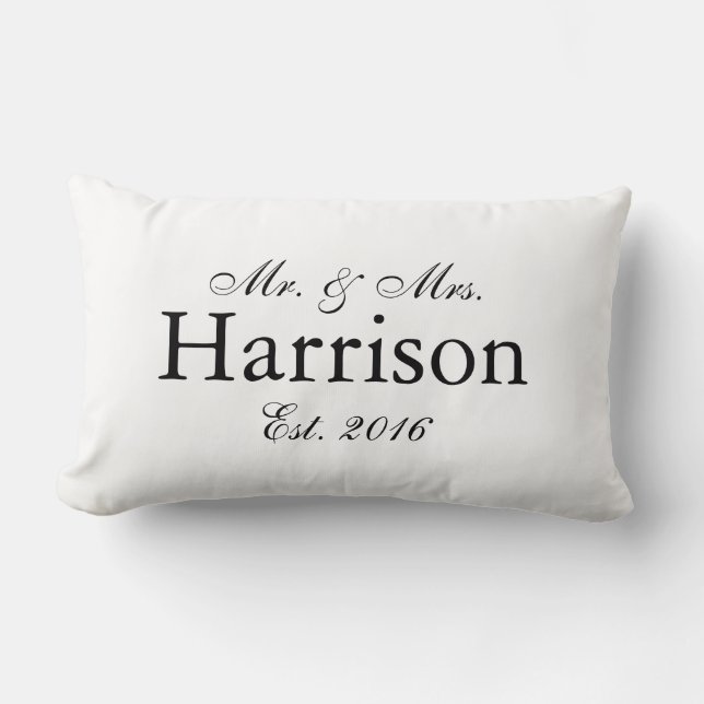 Cojín Lumbar Sr. y señora Personalized Wedding Pillow (Anverso)
