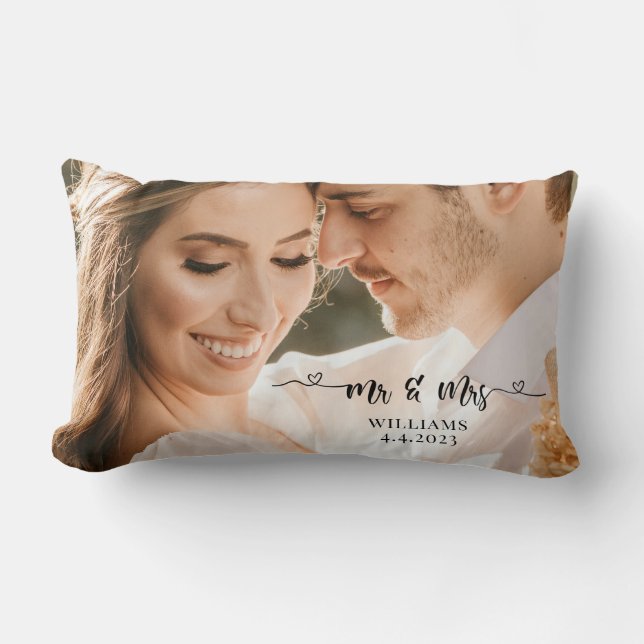 Cojín Lumbar Sr. y Sra. Boda Couple Pillow (Anverso)