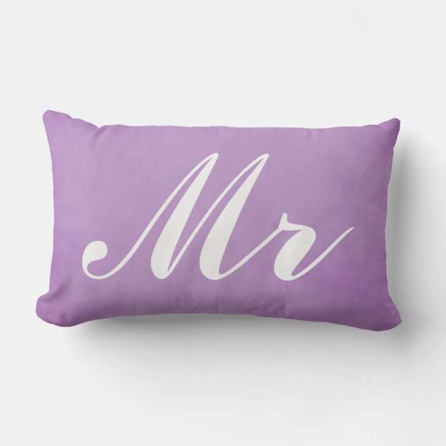 Cojín Lumbar Sr. y Sra. Purple Parchment Boda Souvenir (Anverso)