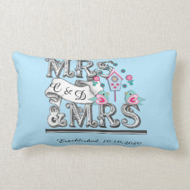 Cojín Lumbar Sra. y Sra. Boda Lesbiana Personalizada Regalo