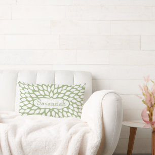 Cojín Lumbar Star Burst Flower Fern Green Pillow Personalizado