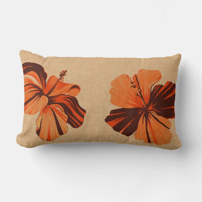 Cojín Lumbar Streaky Hawai Hibiscus FauxLinen Lumbar Pillows (Anverso)