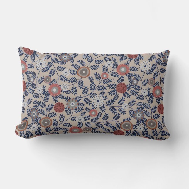 Cojín Lumbar Stunning Teal and Magenta Foliage Pattern  (Anverso)