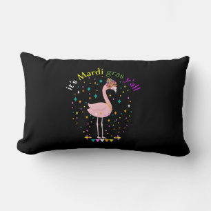 Cojín Lumbar Su Mardi Gras Yall Funny Mask Flamingo Lover