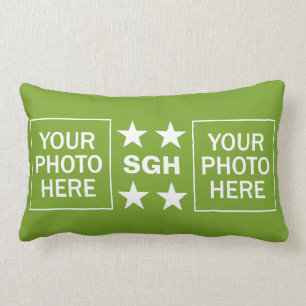 Cojín Lumbar Su Monograma y 2 fotos personalizado lanzar almoha