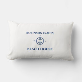 Cojín Lumbar Su nombre Beach House Compass Anchor White