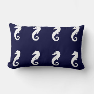 Cojín Lumbar Su Personalizado SEAHORSE WHITE en NAVY BLUE PILLO
