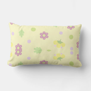 Cojín Lumbar Suave Floral Pastel y Lunares