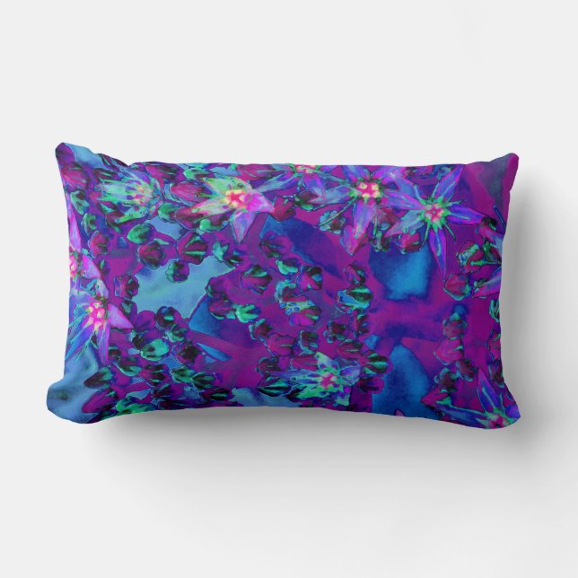 Cojín Lumbar Suculentas flores de sedición en Verde azulado, ma (Anverso)