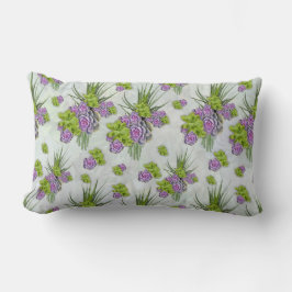 Cojín Lumbar Suculentas tonalidades de verde marino y lavanda P