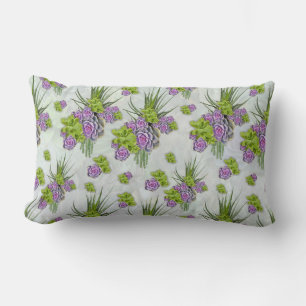Cojín Lumbar Suculentas tonalidades de verde marino y lavanda P