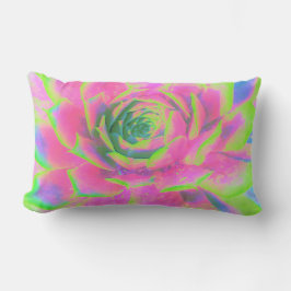 Cojín Lumbar Suculento rosette de sedum verde limón y rosa