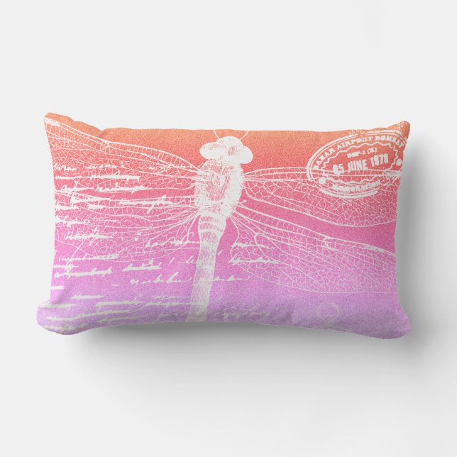 Cojín Lumbar Sueño de gradiente pastel de libélula (Anverso)