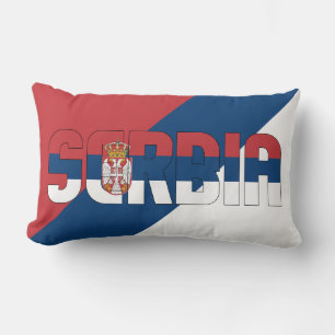 Cojín Lumbar Sueño en color con la bandera patriótica de Serbia