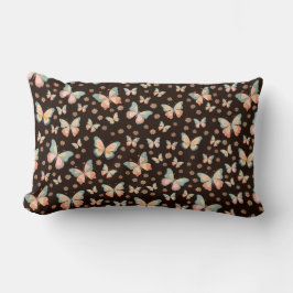 Cojín Lumbar Sueños bohemios de mariposas y flores.