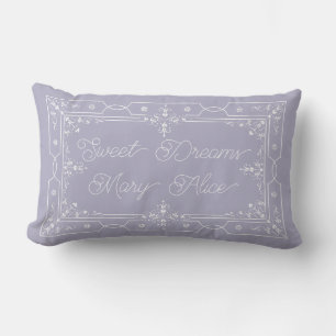 Cojín Lumbar Sueños de dulces grises de lavanda personalizados