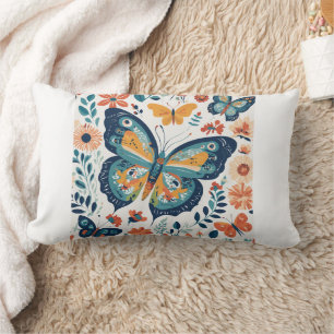 Cojín Lumbar Sueños de mariposa: Elegante diseño de portada de