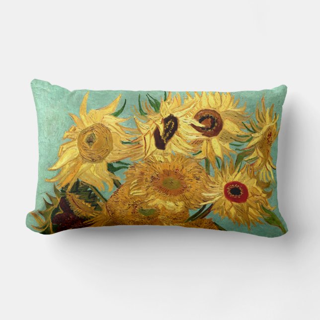 Cojín Lumbar Sunflowers en un Bella Artes Vase Van Gogh (Anverso)