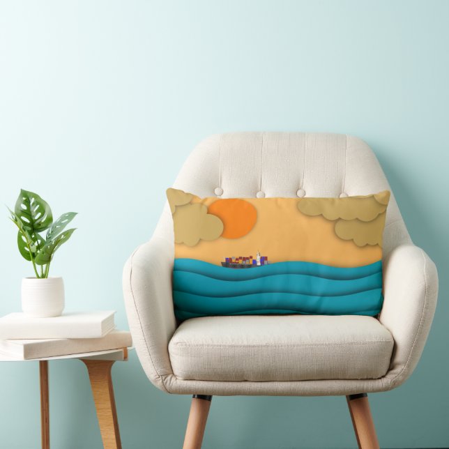 Cojín Lumbar Sunrise Ocean Ship Sun Sunset (Silla)