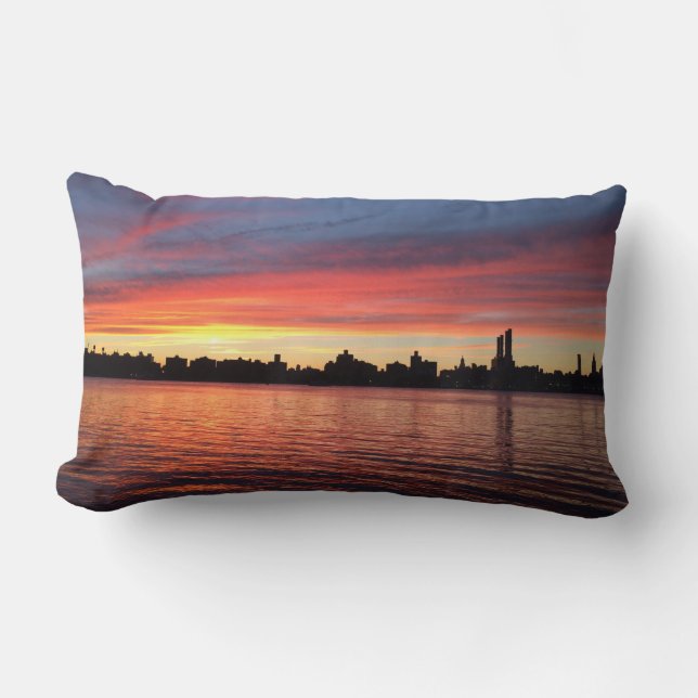Cojín Lumbar Sunset de NYC Skyline (Anverso)