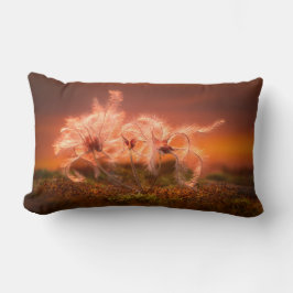 Cojín Lumbar Sunset Macro Nature Scene of Moss and Plant