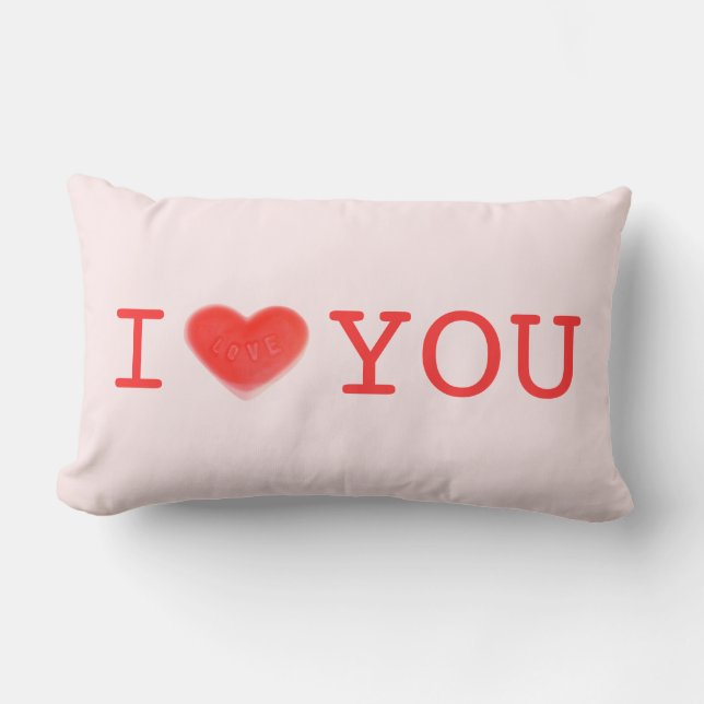 Cojín Lumbar Sweet Heart Pink "I Heart You", dos lados lumbar (Anverso)