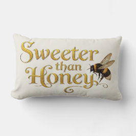 Cojín Lumbar Sweeter Than Honey | Golden Vintage Bee Art Lover