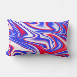 Cojín Lumbar "Swirl patriótico: el mármol rojo, blanco y azul"