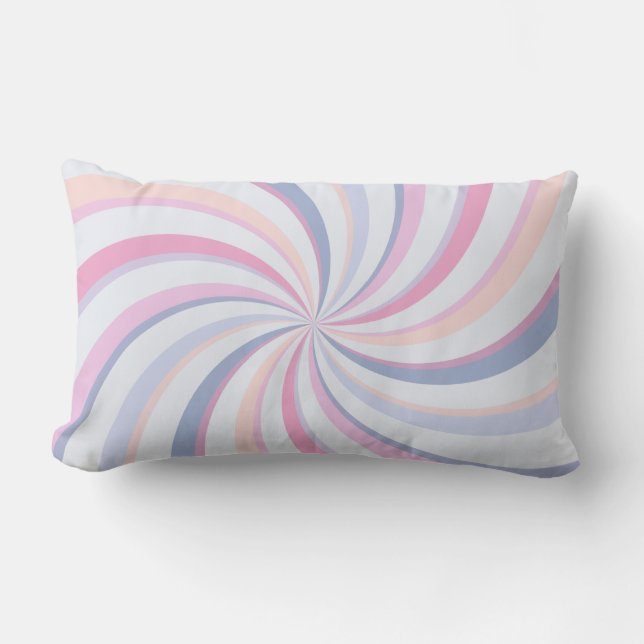 Cojín Lumbar Swirls Peach Blue Rosa (Anverso)