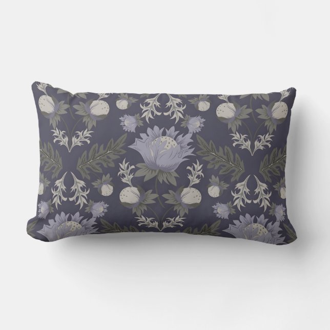 Cojín Lumbar Symmetrical dark purple floral pattern (Anverso)