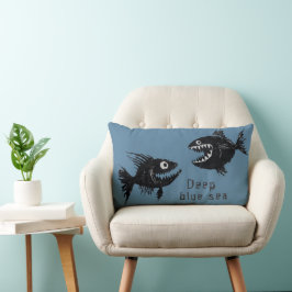 Cojín Lumbar T-shirt Two scary fish, tattoo style, personalized