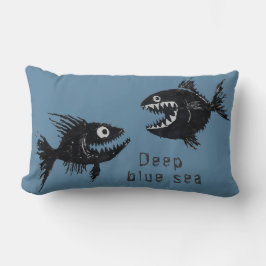 Cojín Lumbar T-shirt Two scary fish, tattoo style, personalized