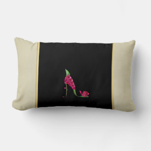Cojín Lumbar Tacón moderno elegante y femenino, negro, crema, f