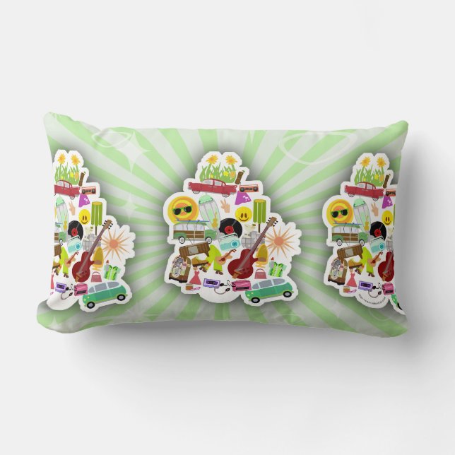 Cojín Lumbar Tan divertido como retro collage (Anverso)