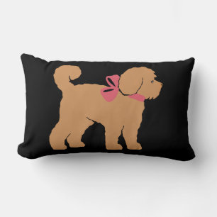 Cojín Lumbar Tan Doodle Doodle Perro Black Background Pillow
