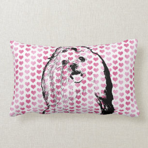 Cojín Lumbar Tarjetas del día de San Valentín - silueta maltesa
