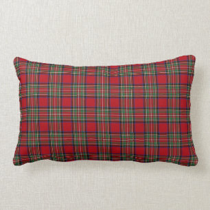 Cojín Lumbar Tartan de cuadros rojos verdes y azules del Clan S