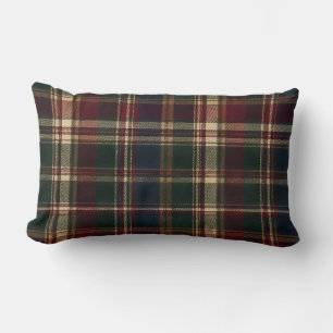 Cojín Lumbar Tartan Forest Burgundy Vintage Plaid Heritage