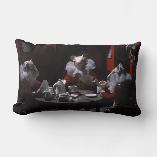 Cojín Lumbar Té de sangre y ratones blancos de cuerda roja en e (Anverso)