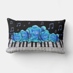 Cojín Lumbar Teclado de piano azul y notas