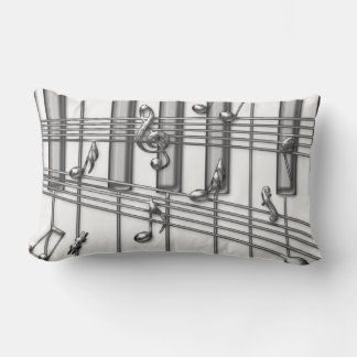 Cojín Lumbar Teclado de piano de cola plateado con notas musica